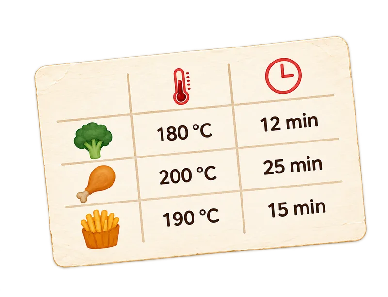 Tabla de tiempos y temperaturas para freidora de aire
