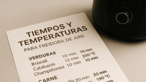 tabla temperaturas freidora de aire