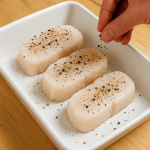 Preparación de la merluza con mantequilla en freidora de aire