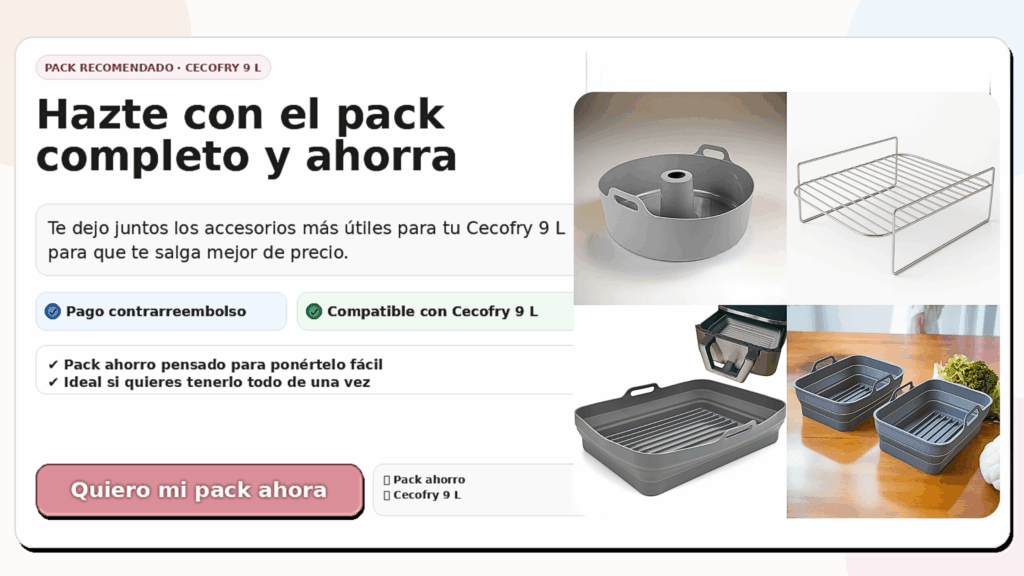 accesorios freidora de aire cecofry dual 9000